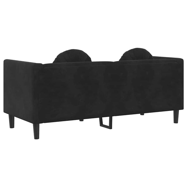 Schwarzes Samt Sofa 2-Sitzer mit Kissen