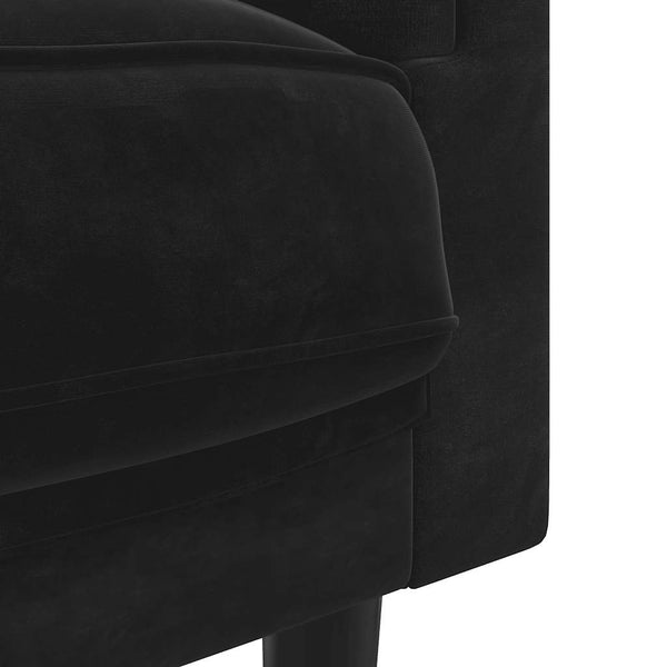 Schwarzes Samt Sofa 2-Sitzer mit Kissen