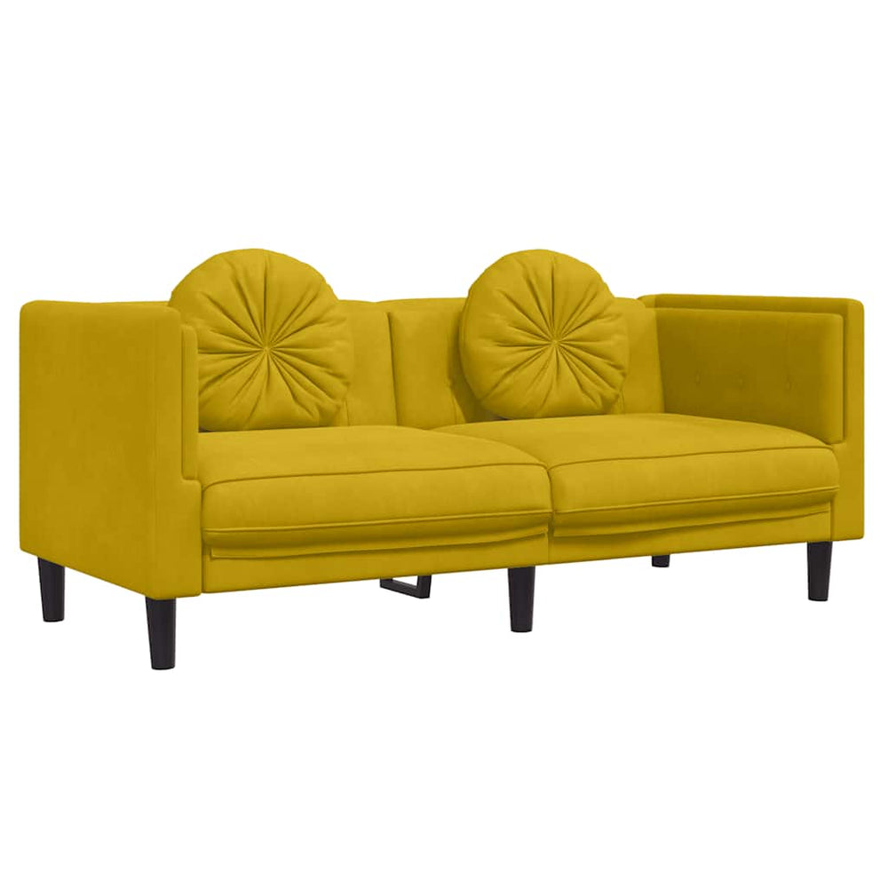 Gelbes 2-Sitzer Sofa Samt