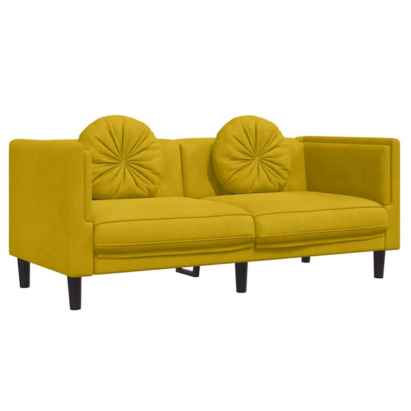 vidaXL Canapé 2 places avec oreillers velours jaune