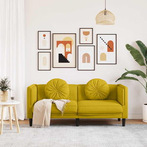 vidaXL Canapé 2 places avec oreillers velours jaune