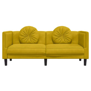 vidaXL Canapé 2 places avec oreillers velours jaune