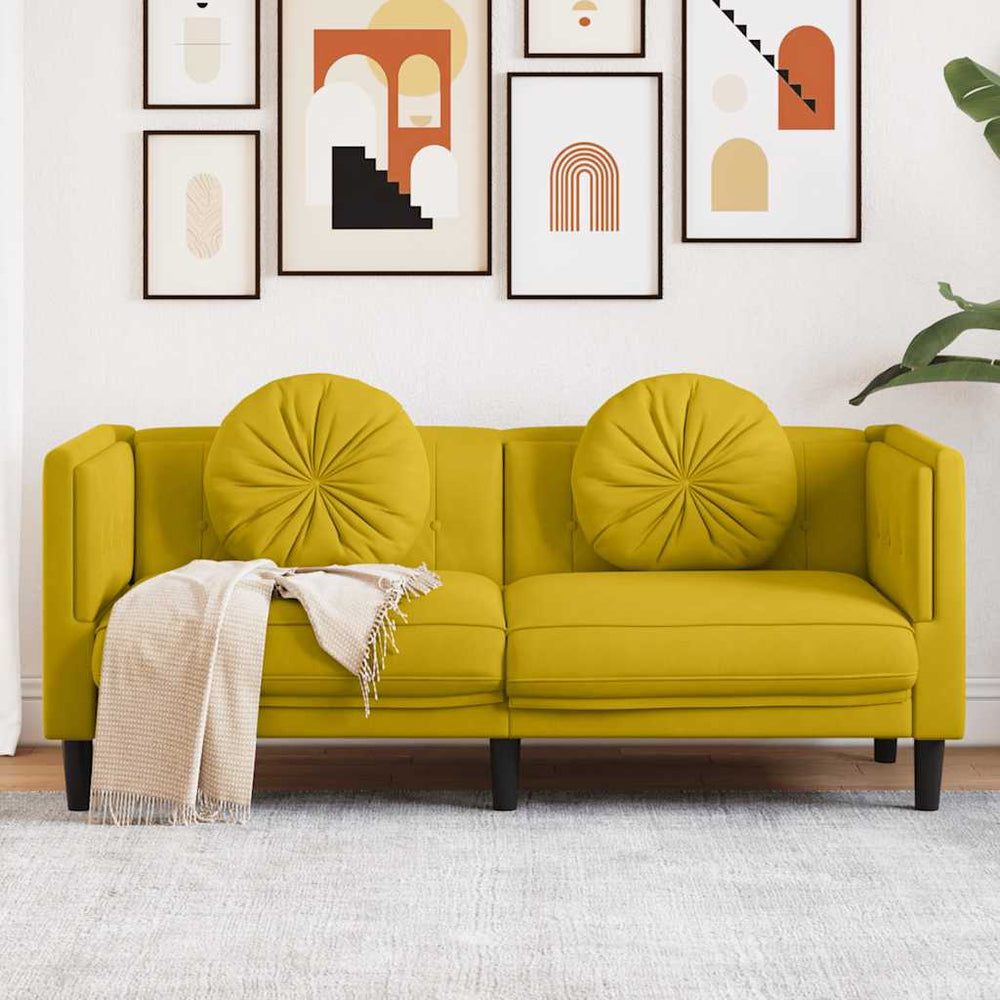 Gelbes 2-Sitzer Sofa Samt