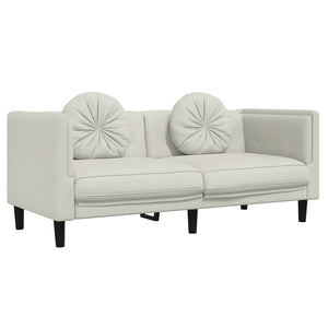 2-Sitzer Sofa Creme Samt mit Kissen