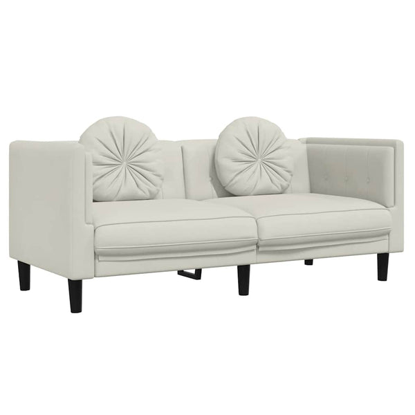 2-Sitzer Sofa Creme Samt mit Kissen