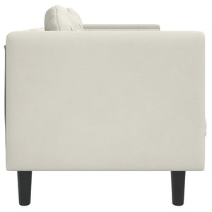 2-Sitzer Sofa Creme Samt mit Kissen