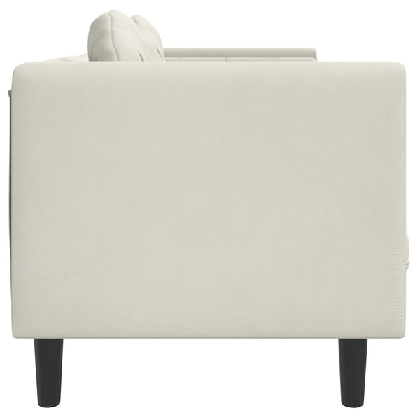 2-Sitzer Sofa Creme Samt mit Kissen