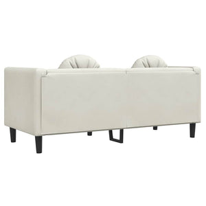 2-Sitzer Sofa Creme Samt mit Kissen