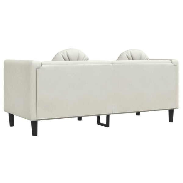 2-Sitzer Sofa Creme Samt mit Kissen