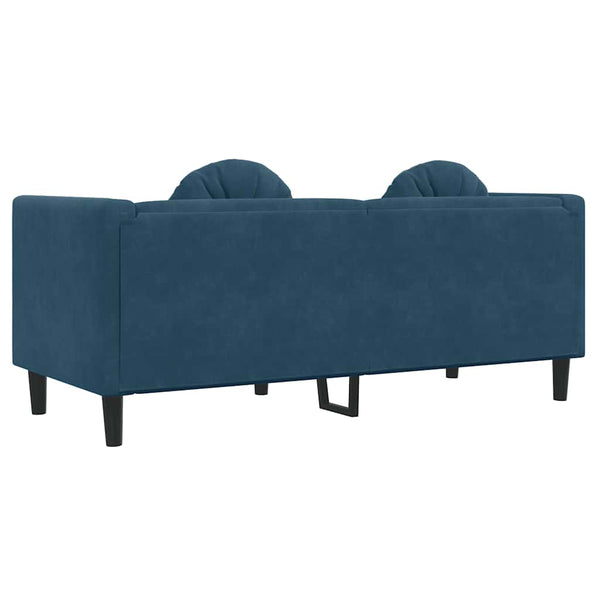 Blaues Samt Sofa 2-Sitzer mit Kissen