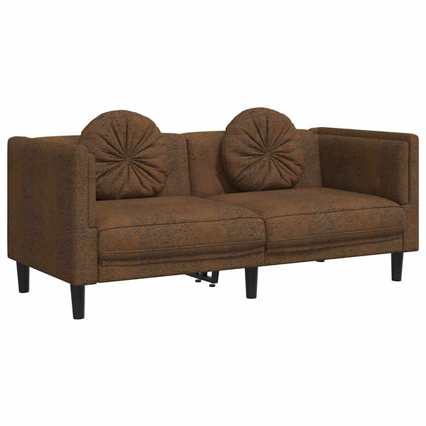 2-Sitzer Sofa Braun Kunstleder Wildleder-Optik