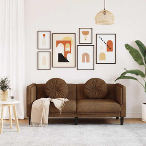 2-Sitzer Sofa Braun Kunstleder Wildleder-Optik