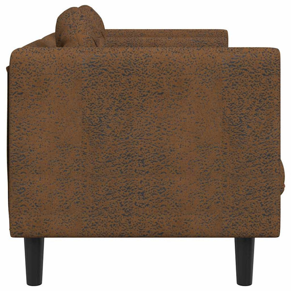 2-Sitzer Sofa Braun Kunstleder Wildleder-Optik
