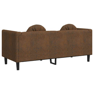 2-Sitzer Sofa Braun Kunstleder Wildleder-Optik