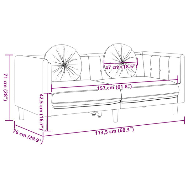 2-Sitzer Sofa Braun Kunstleder Wildleder-Optik
