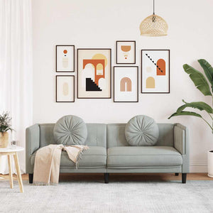 3-Sitzer Sofa Hellgrau Samt mit Kissen