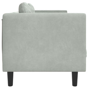 3-Sitzer Sofa Hellgrau Samt mit Kissen