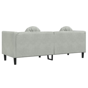 3-Sitzer Sofa Hellgrau Samt mit Kissen