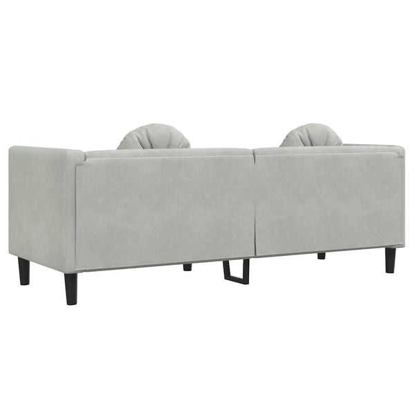 3-Sitzer Sofa Hellgrau Samt mit Kissen