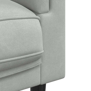 3-Sitzer Sofa Hellgrau Samt mit Kissen