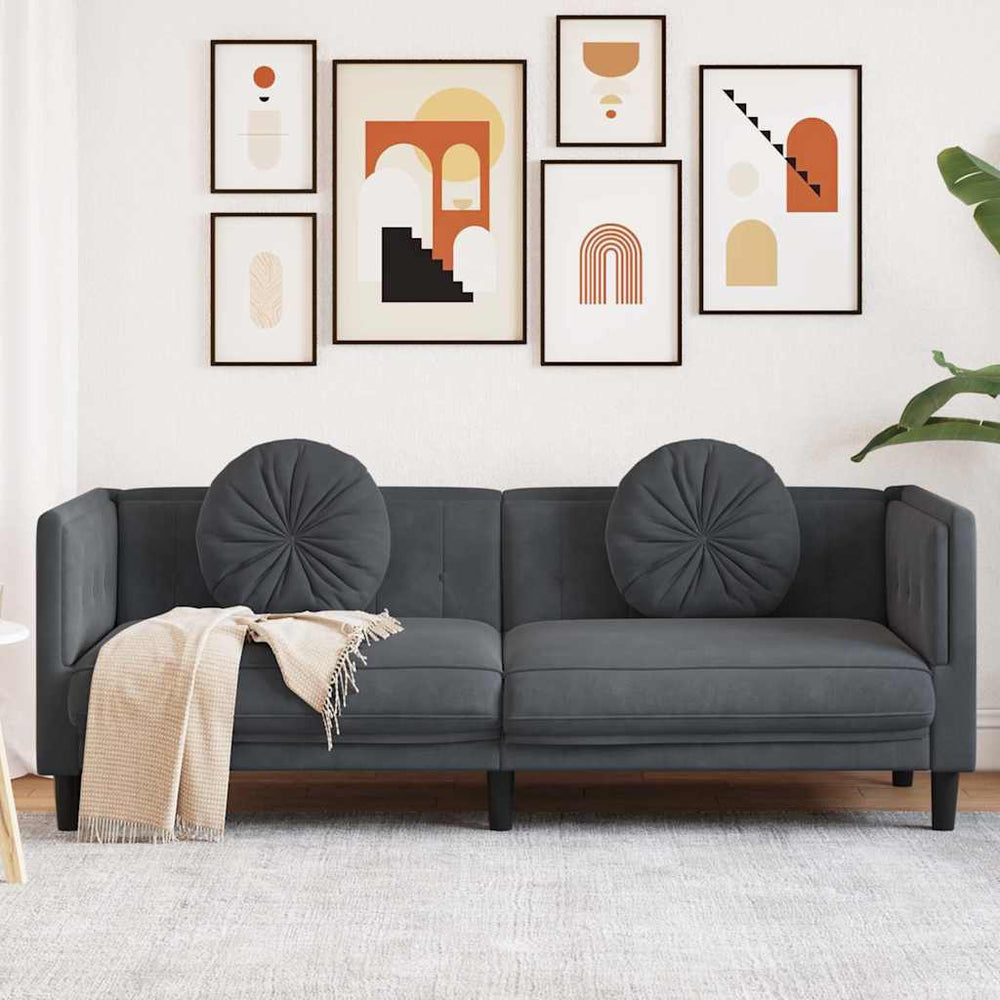 3-Sitzer Sofa Dunkelgrau Samt