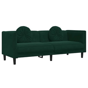 vidaXL Canapé 3 places avec coussins Velours vert foncé