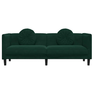 vidaXL Canapé 3 places avec coussins Velours vert foncé