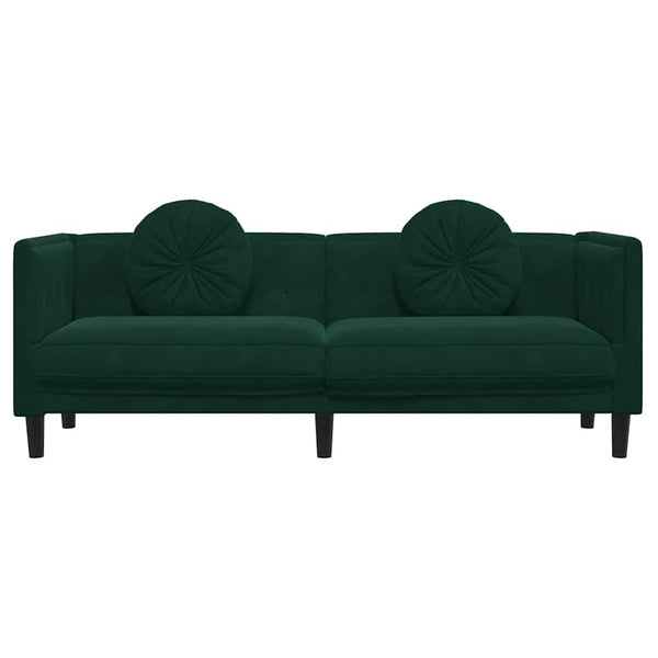 vidaXL Canapé 3 places avec coussins Velours vert foncé