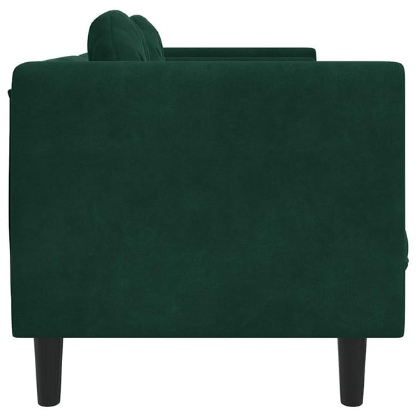 vidaXL Canapé 3 places avec coussins Velours vert foncé