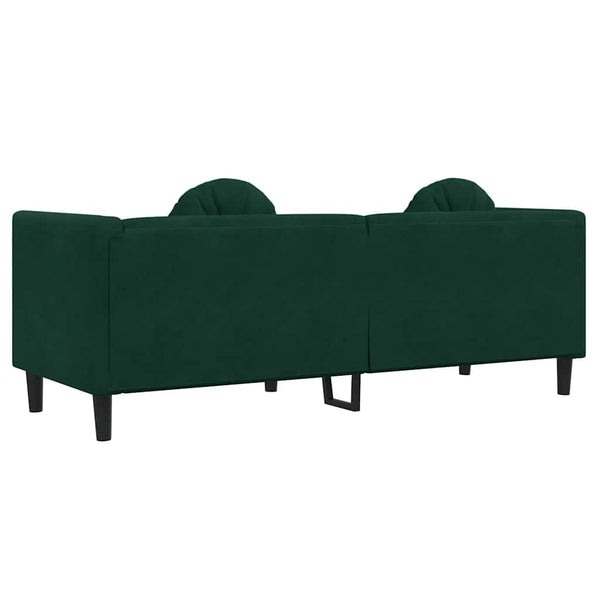 vidaXL Canapé 3 places avec coussins Velours vert foncé