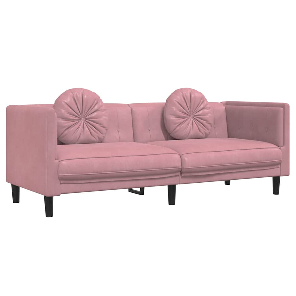 Rosa Samt Sofa 3-Sitzer mit Kissen