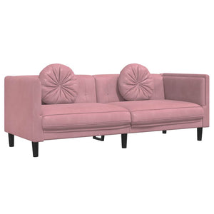 Rosa Samt Sofa 3-Sitzer mit Kissen