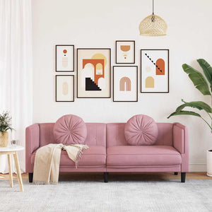 Rosa Samt Sofa 3-Sitzer mit Kissen