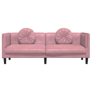 Rosa Samt Sofa 3-Sitzer mit Kissen