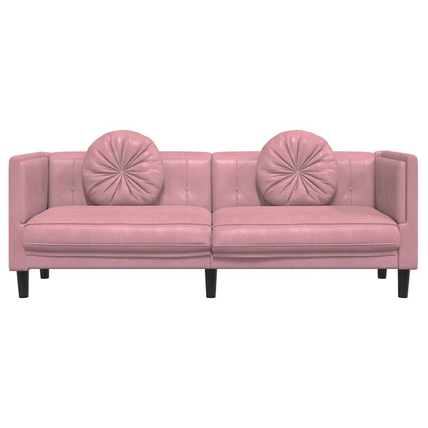 Rosa Samt Sofa 3-Sitzer mit Kissen