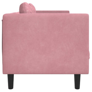 Rosa Samt Sofa 3-Sitzer mit Kissen