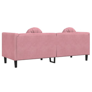 Rosa Samt Sofa 3-Sitzer mit Kissen