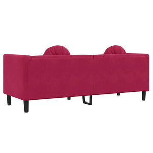 Weinrotes Samt Sofa 3-Sitzer mit Kissen