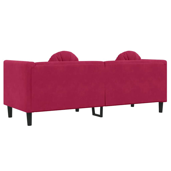 Weinrotes Samt Sofa 3-Sitzer mit Kissen