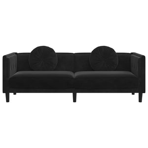 vidaXL Canapé 3 places avec coussins Velours noir