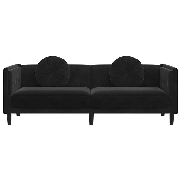 vidaXL Canapé 3 places avec coussins Velours noir