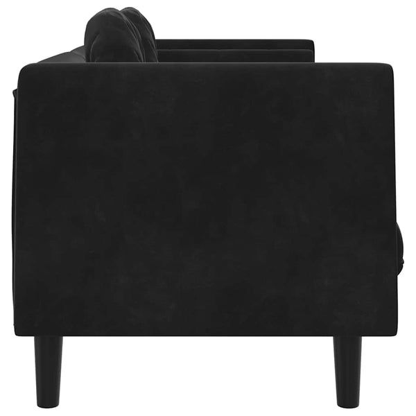 vidaXL Canapé 3 places avec coussins Velours noir