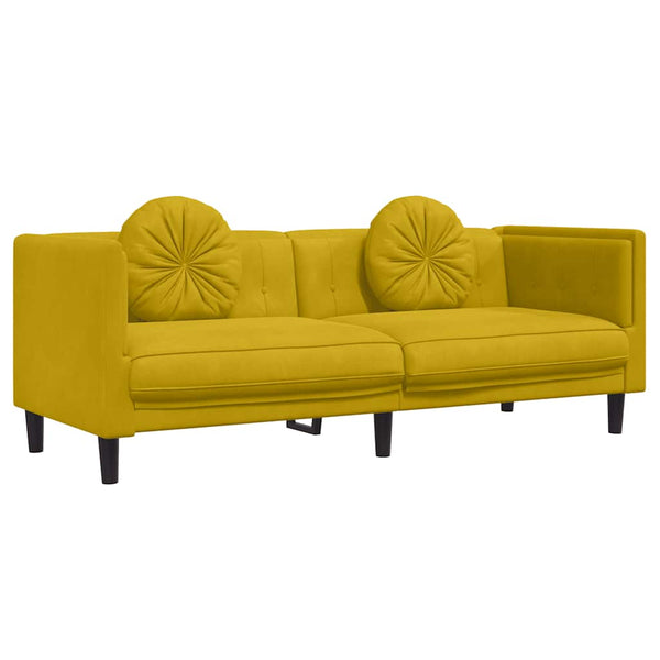 vidaXL Canapé avec coussins 3 places Velours jaune
