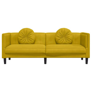 vidaXL Canapé avec coussins 3 places Velours jaune