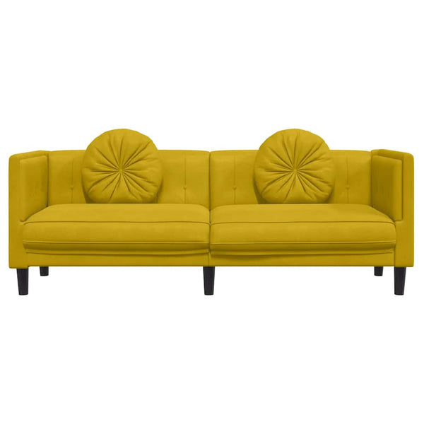 vidaXL Canapé avec coussins 3 places Velours jaune