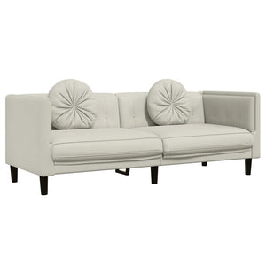 3-Sitzer Sofa Creme Samt mit Kissen