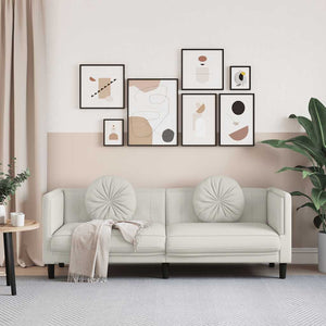 3-Sitzer Sofa Creme Samt mit Kissen