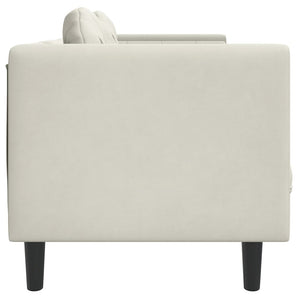 3-Sitzer Sofa Creme Samt mit Kissen