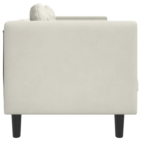 3-Sitzer Sofa Creme Samt mit Kissen