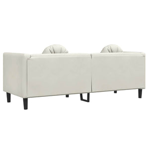 3-Sitzer Sofa Creme Samt mit Kissen